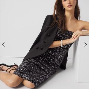 White House Black Market Strapless Sequin Dress